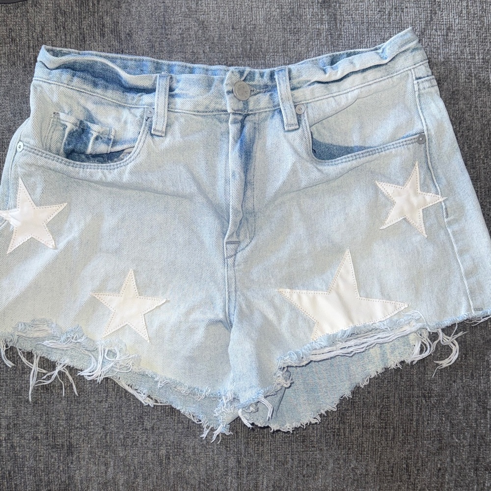 Light Blue Denim Shorts with White Stars